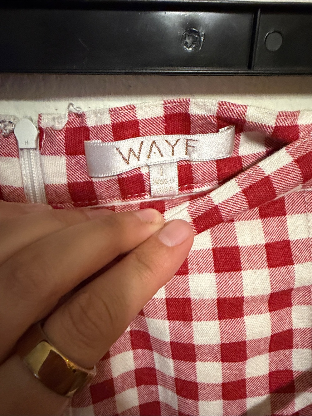Wayf Red Gingham High-Waist Tie-Front Shorts - Picture 4 of 4
